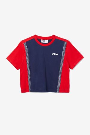 FILA Molly Color Block Tee Shirts Red / White,Womens Clothing | CA.MLUWFI325